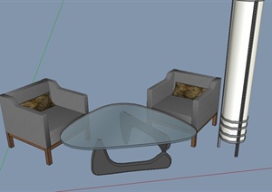 现代室内不规则桌椅设计SU(草图大师)模型