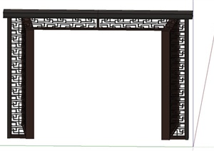 古典中式木质大门设计SU(草图大师)模型