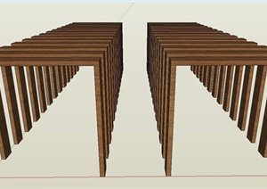 双条木质廊架设计SU(草图大师)模型