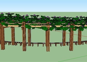 园林景观节点木质弧形花架设计SU(草图大师)模型