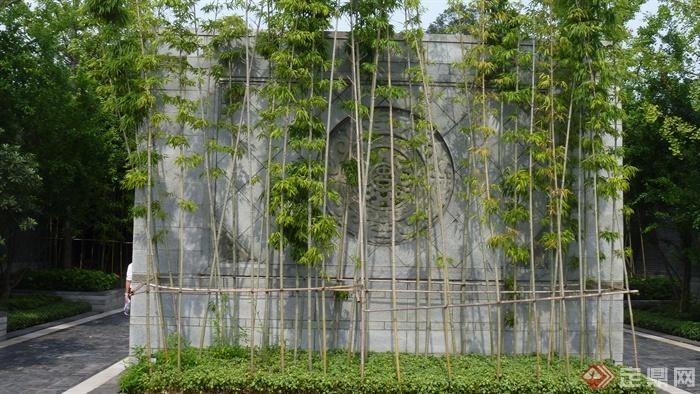 景墙,竹子,地被植物竹子