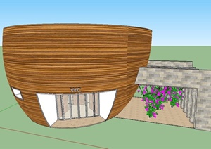 现代某公园圆形公共厕所建筑设计SU(草图大师)模型