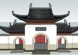 古典中式寺庙门楼设计SU(草图大师)模型