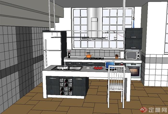 简约现代厨房室内设计su模型(2)