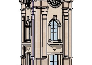 意大利风格钟楼景观塔楼设计SU(草图大师)模型