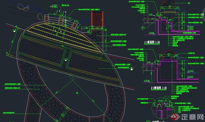 园林鱼形喷泉、景观文化壁、特色铺装、景观桥等设计CAD施工图(5)
