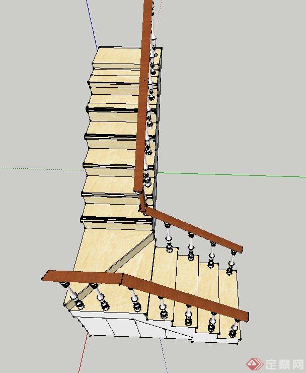 现代某室内建筑节点折叠楼梯设计SU模型(1)