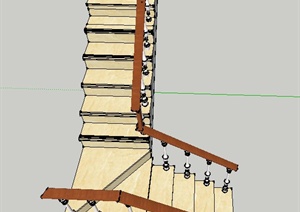 现代某室内建筑节点折叠楼梯设计SU(草图大师)模型