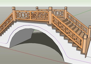 中式风格景观木桥设计SU(草图大师)模型