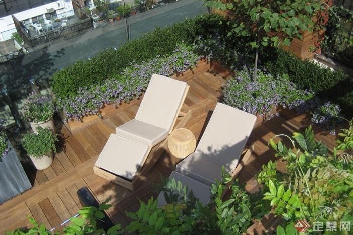 休闲椅,木地板,种植池,花钵,庭院景观六倍利