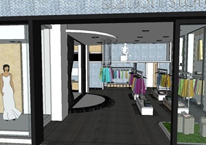 现代某都市服装店室内装修设计SU(草图大师)模型