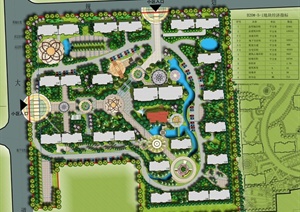 现代某小城住宅区景观规划设计PSD彩平图