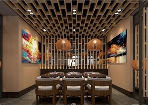 现代中式风格咖啡厅室内设计方案及效果图