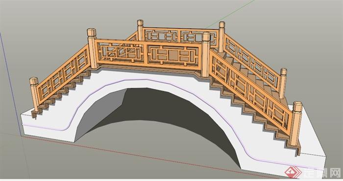 中式风格景观木桥设计su模型(2)
