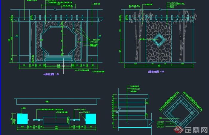园林景观节点景墙设计CAD详图(1)