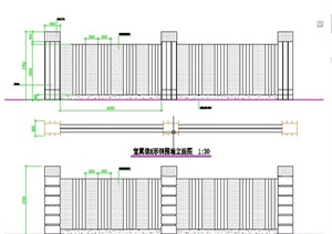 园林景观节点铁艺围墙设计CAD详图