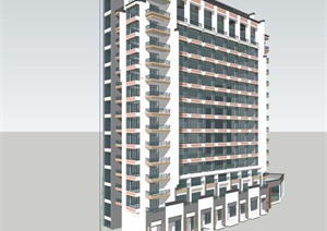新中式高层办公大楼 酒店大楼SU(草图大师)模型