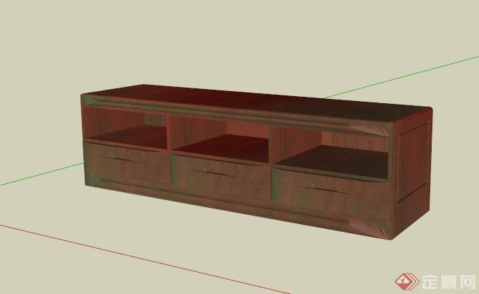 一个木制边柜电视柜su模型(1)