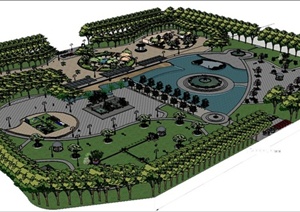 某学校广场景观设计JPG方案图与SU(草图大师)模型