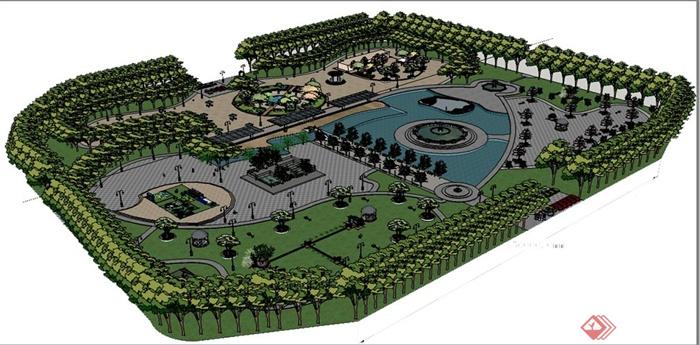 某学校广场景观设计JPG方案图与SU模型(1)