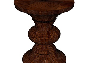室内木质鼓形坐凳设计SU(草图大师)模型