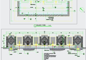 园林景观跌水景墙设计CAD施工图