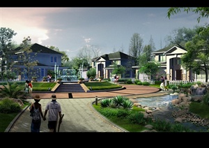 某两层别墅区景观规划设计PSD效果图