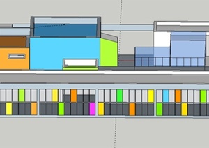 现代两层幼儿园建筑设计SU(草图大师)模型