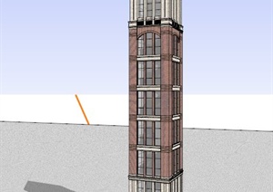 某英伦风景观塔楼设计SU(草图大师)模型
