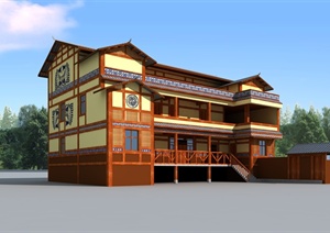 中式风格布依族住宅建筑设计3dmax模型