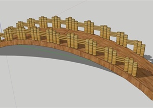 园林景观木拱桥设计SU(草图大师)模型