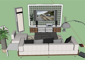 现代客厅家具设计SU(草图大师)模型