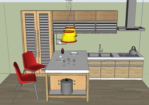 现代某厨房摆台、厨具设计SU(草图大师)模型