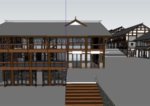 古典中式山体商业建筑设计SU(草图大师)模型