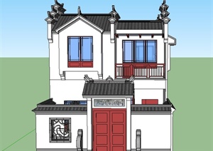 现代中式乡村建筑SU(草图大师)模型