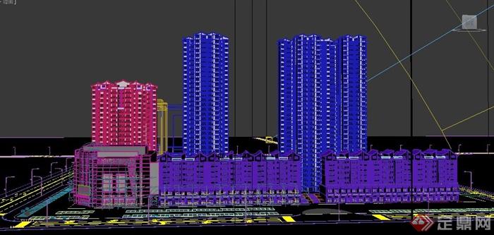 某高层中式商业住宅建筑设计3DMAX模型(2)