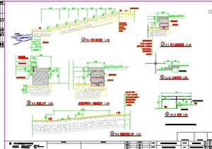 园林景观节点码头挡土墙设计CAD施工图