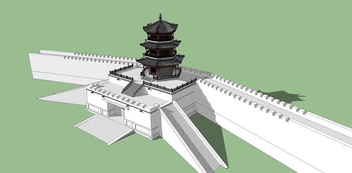 中式古建魁星楼塔楼设计模型截图
