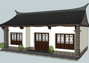 古典中式单层民房民居建筑设计SU(草图大师)模型