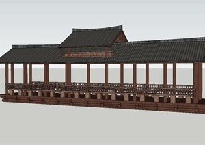 中式风格古建风雨桥SU(草图大师)模型