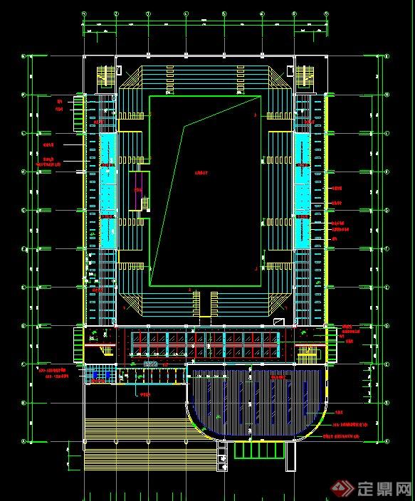 现代某大学体育馆室内装修设计CAD施工图(1)