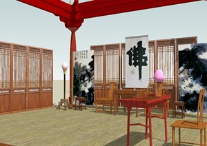 古典中式客厅SU(草图大师)模型
