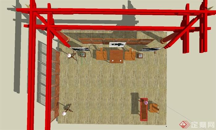 古典中式客厅su模型(4)