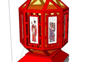 中式风格庭院景灯SU(草图大师)模型