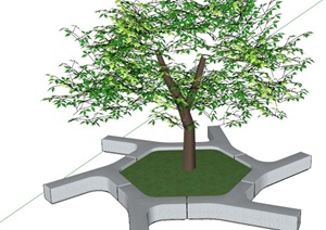 现代风格树池坐凳设计SU(草图大师)模型