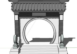 园林景观庭院门设计SU(草图大师)模型