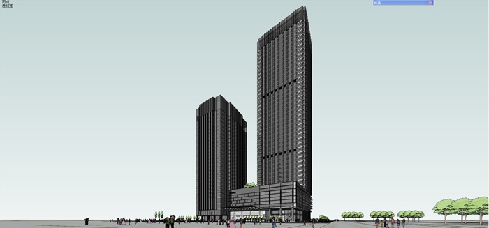 现代某超高层办公酒店综合体建筑设计SU模型2