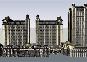 欧式风格商业街小高层建筑设计SU(草图大师)模型