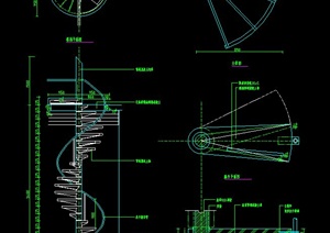 室内建筑节点旋转楼梯设计CAD施工图