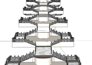 园林景观节点山体台阶设计SU(草图大师)模型